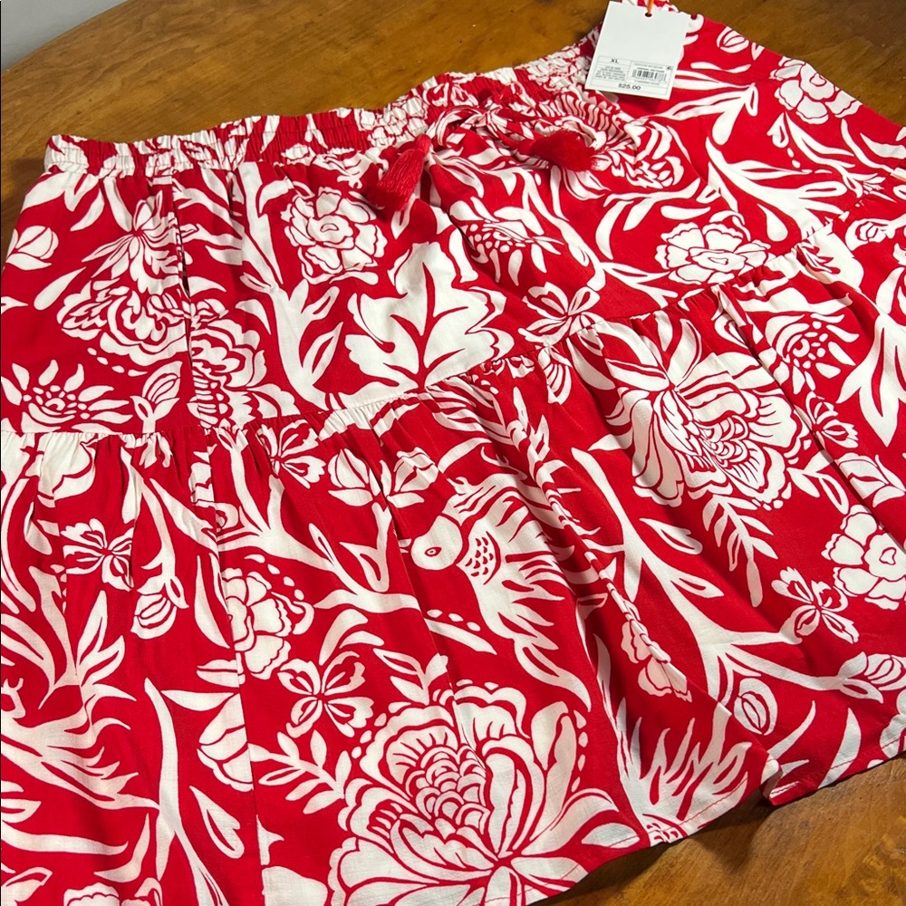 NWT Knox Rose Red and White Patterned Skirt